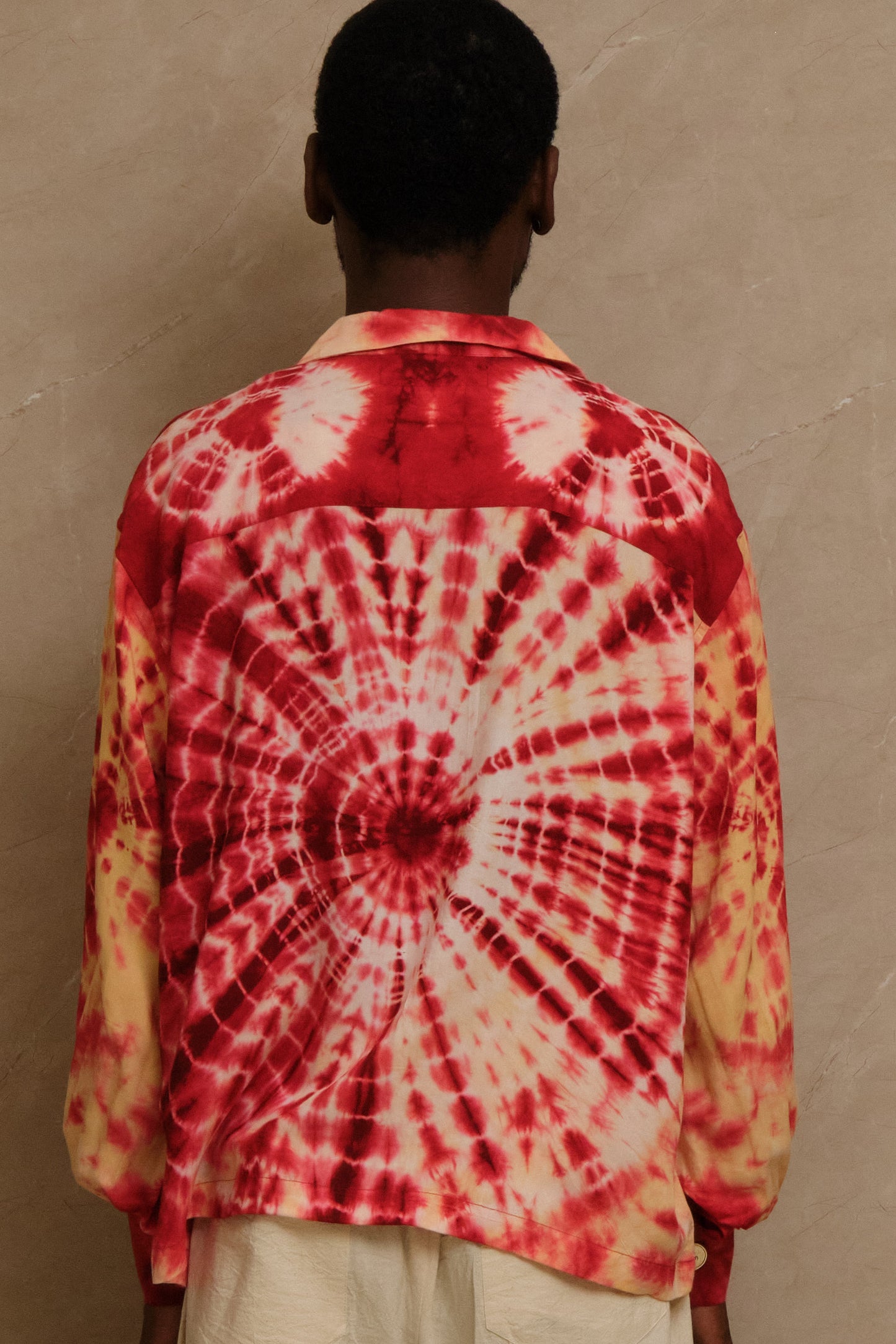 hand dye shirt made in studio. pearl buttons. unique piece. one of one. archival clothing. great for musicians and Dj's