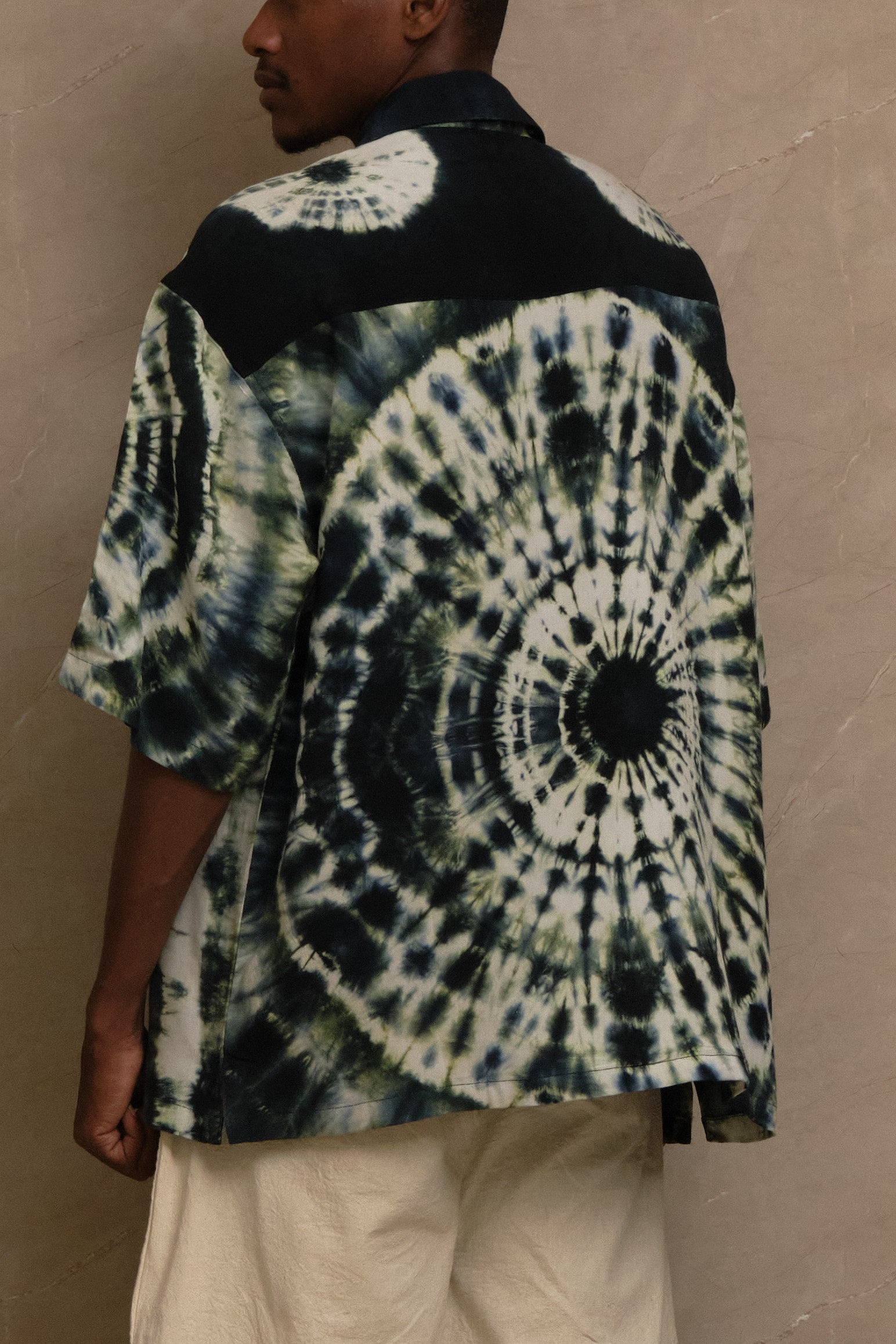 hand dye shirt racing grove, made in studio. pearl buttons. unique piece. one of one. archival clothing. great for musicians and Dj's