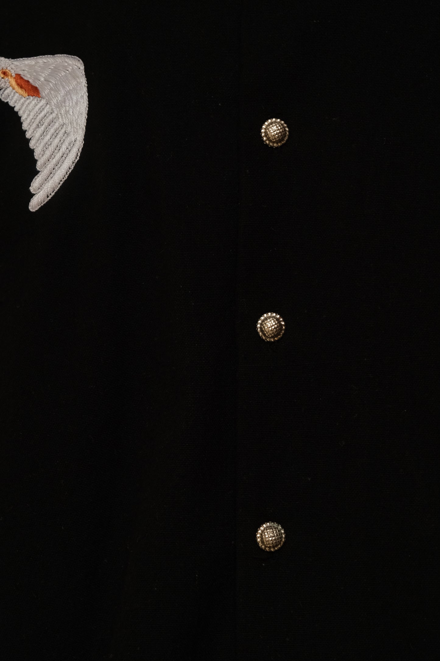 Sambhar 1.0 hand embroidered shirt exploring bird photographed from sambhar, and slow crafted textile storytelling shaped into a one of one wearable artwork. 