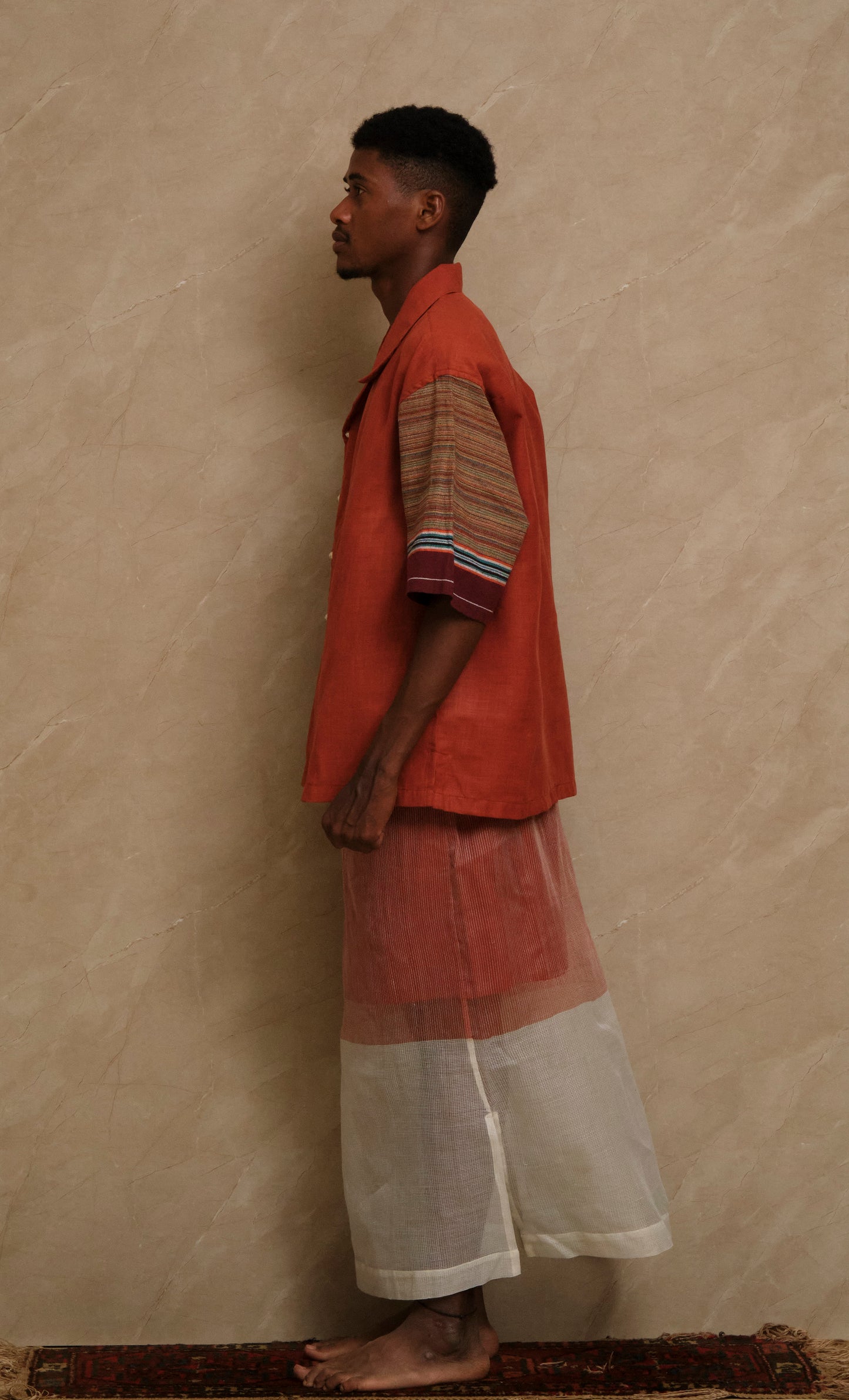 Rock 2.0 collector shirt combining vintage textile inspirations, handcrafted construction, and one of one artisanal craftsmanship into wearable artwork