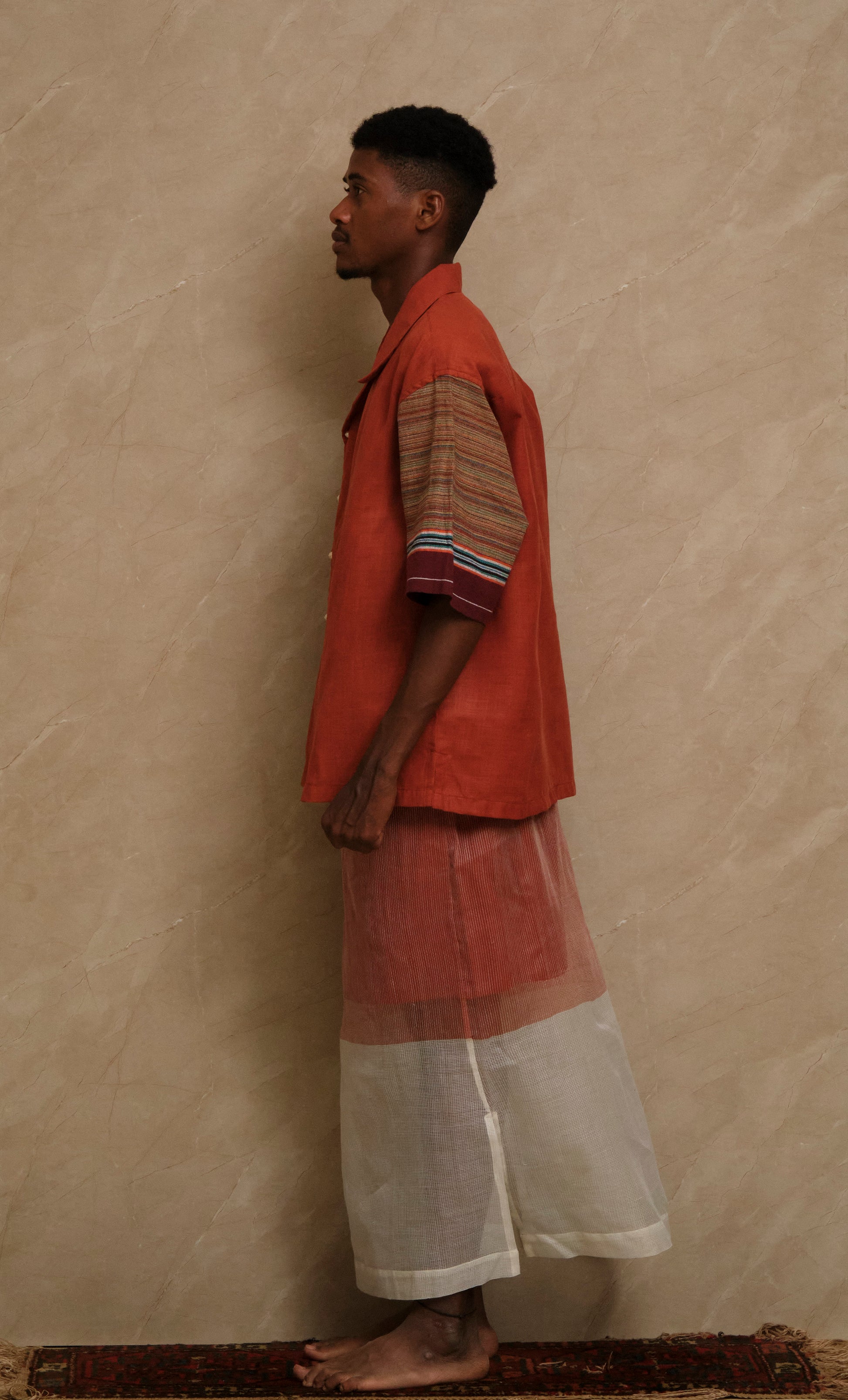 Rock 2.0 collector shirt combining vintage textile inspirations, handcrafted construction, and one of one artisanal craftsmanship into wearable artwork